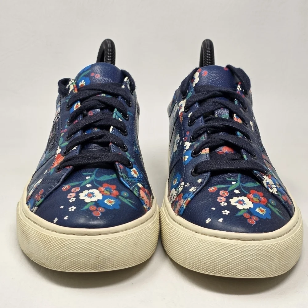 TORY BURCH Floral Multicolor Leather Sneakers 39425 Womens Size 7.5 Pre-owned